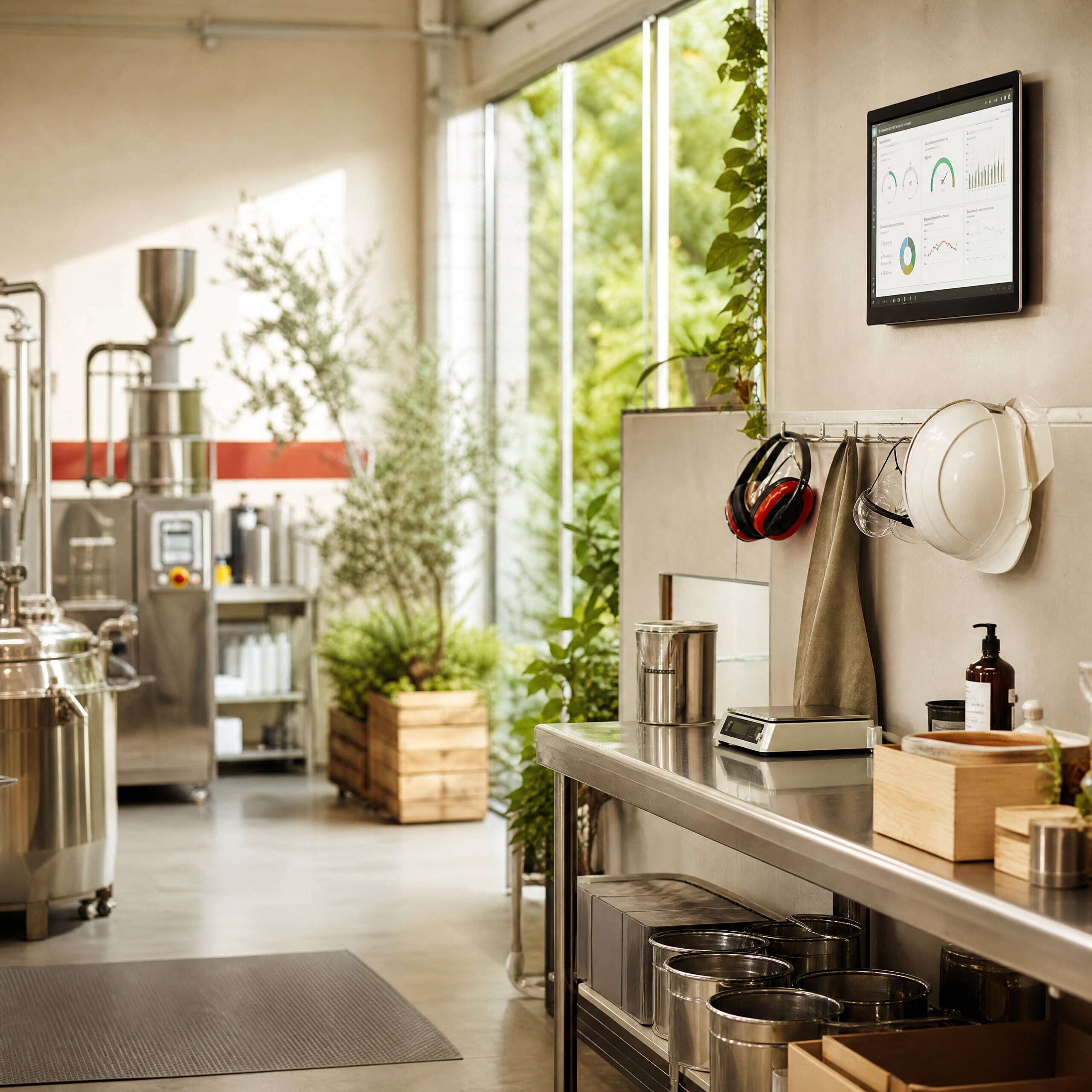 Atelier industriel éco-responsable : équipements inox, EPI et pilotage qualité — SMI & Industrie