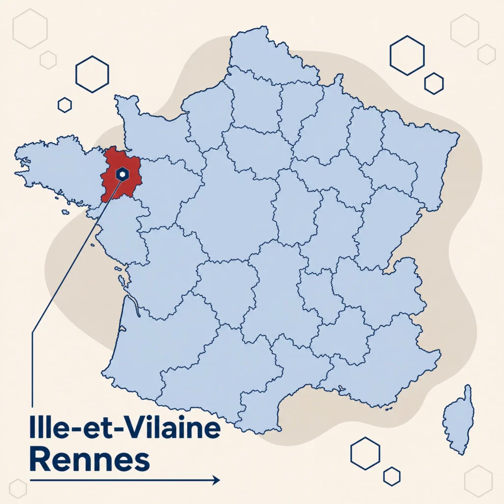 Carte de France localisant le département d'Ille-et-Vilaine — zone d'intervention de SoQualy