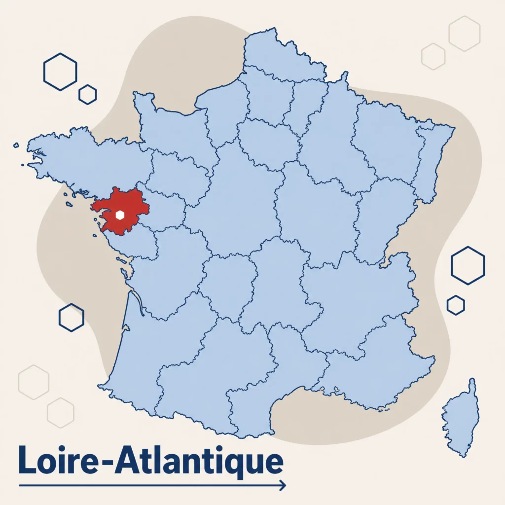 Carte de France localisant le département de la Loire-Atlantique — responsable qualité externalisé et accompagnement ISO 9001 par SoQualy