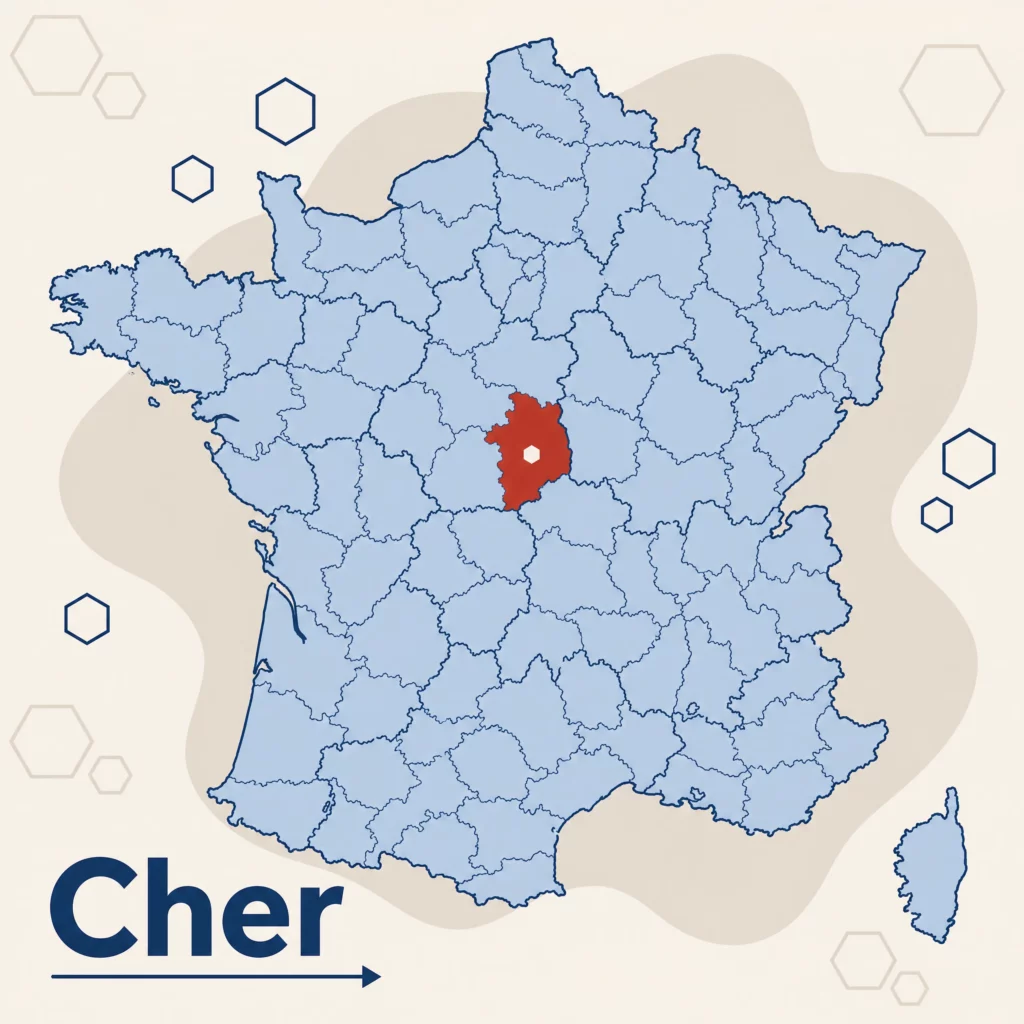 Carte localisant le département du Cher — DPO externe et accompagnement RGPD par SoQualy