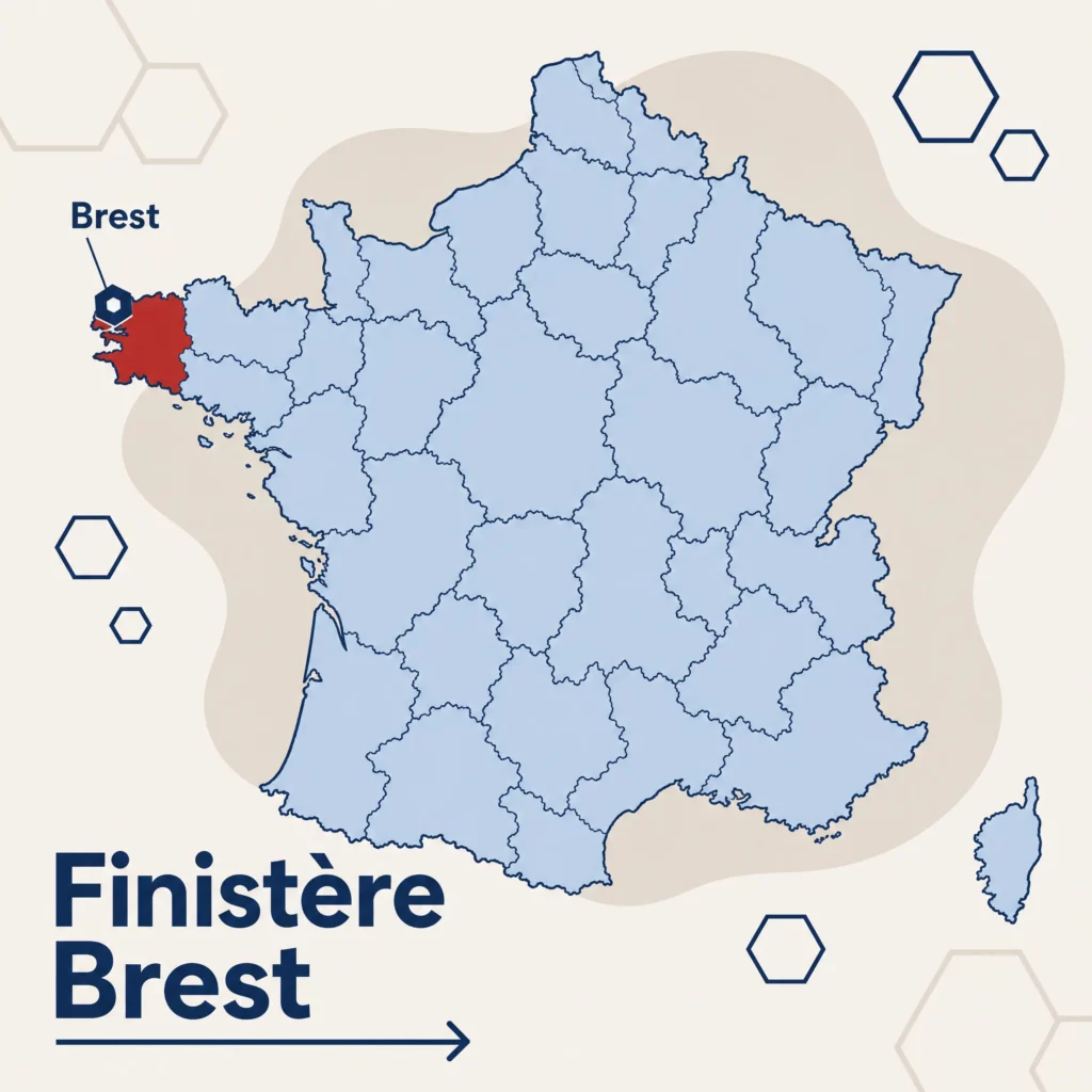 Carte de France localisant le département du Finistère — zone d'intervention de SoQualy