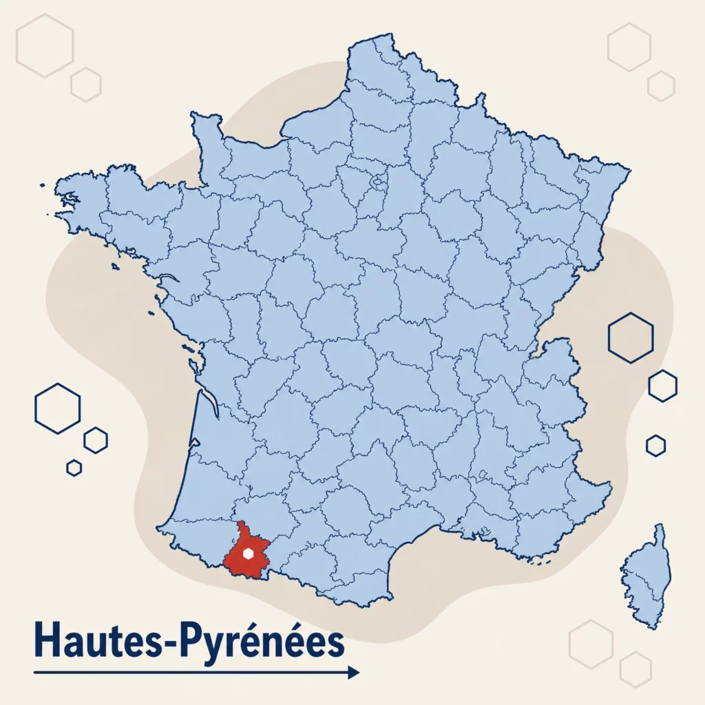 Carte de France localisant le département des Hautes-Pyrénées — DPO externe et accompagnement RGPD par SoQualy