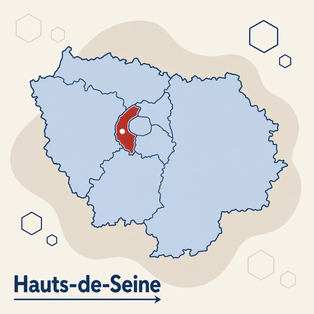 Carte de l'Île-de-France localisant le département des Hauts-de-Seine — DPO externe et accompagnement RGPD par SoQualy