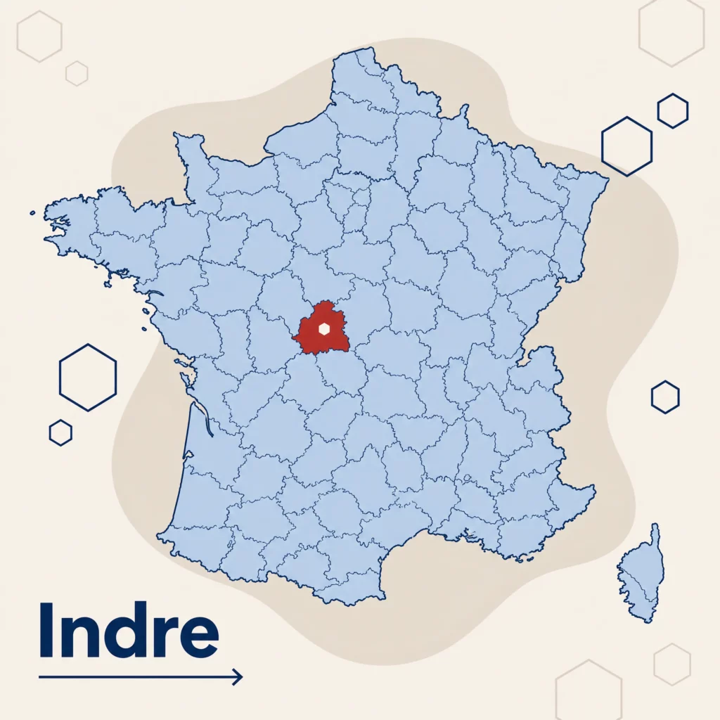 Carte localisant le département de l’Indre — DPO externe et accompagnement RGPD par SoQualy