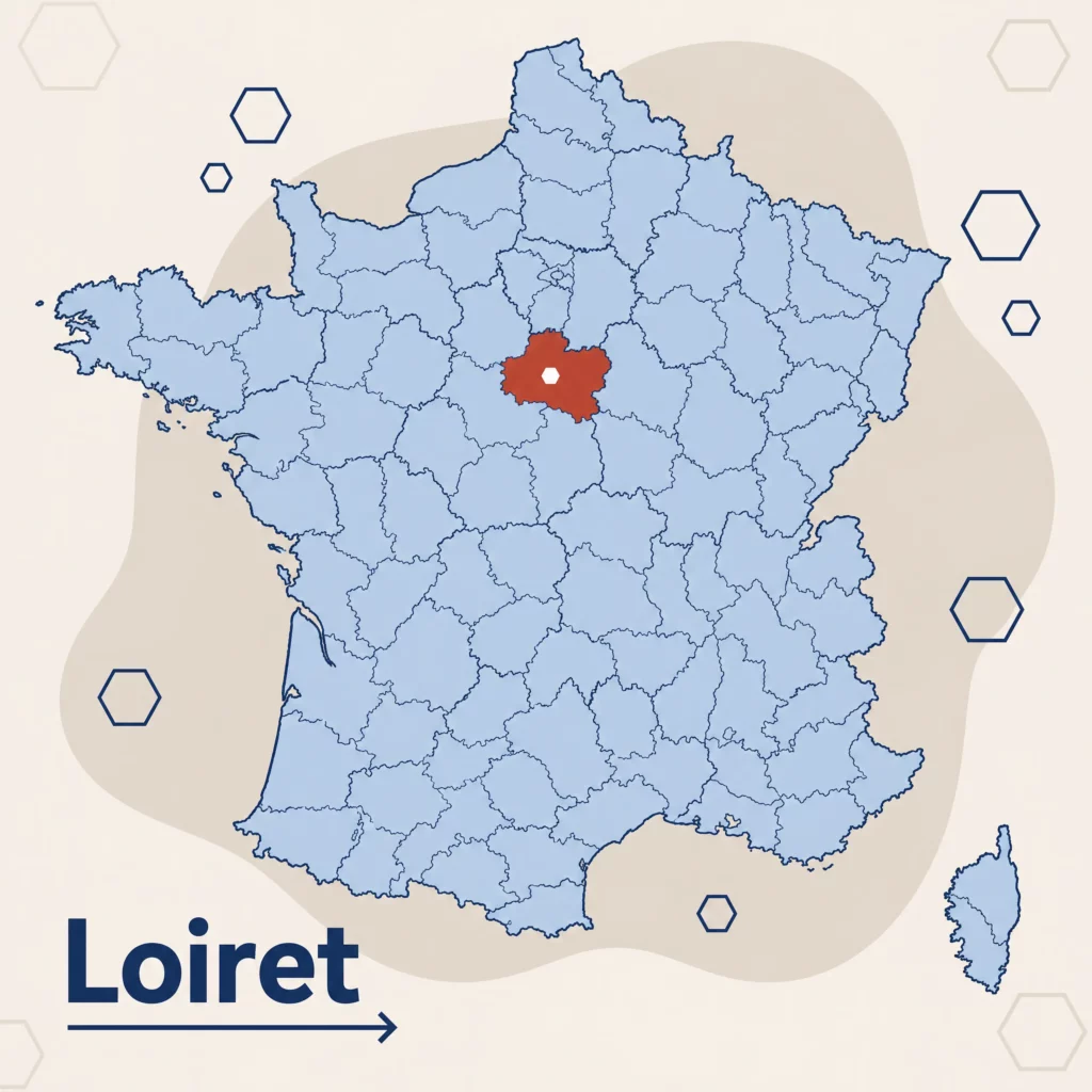 Carte localisant le département du Loiret — DPO externe et accompagnement RGPD par SoQualy