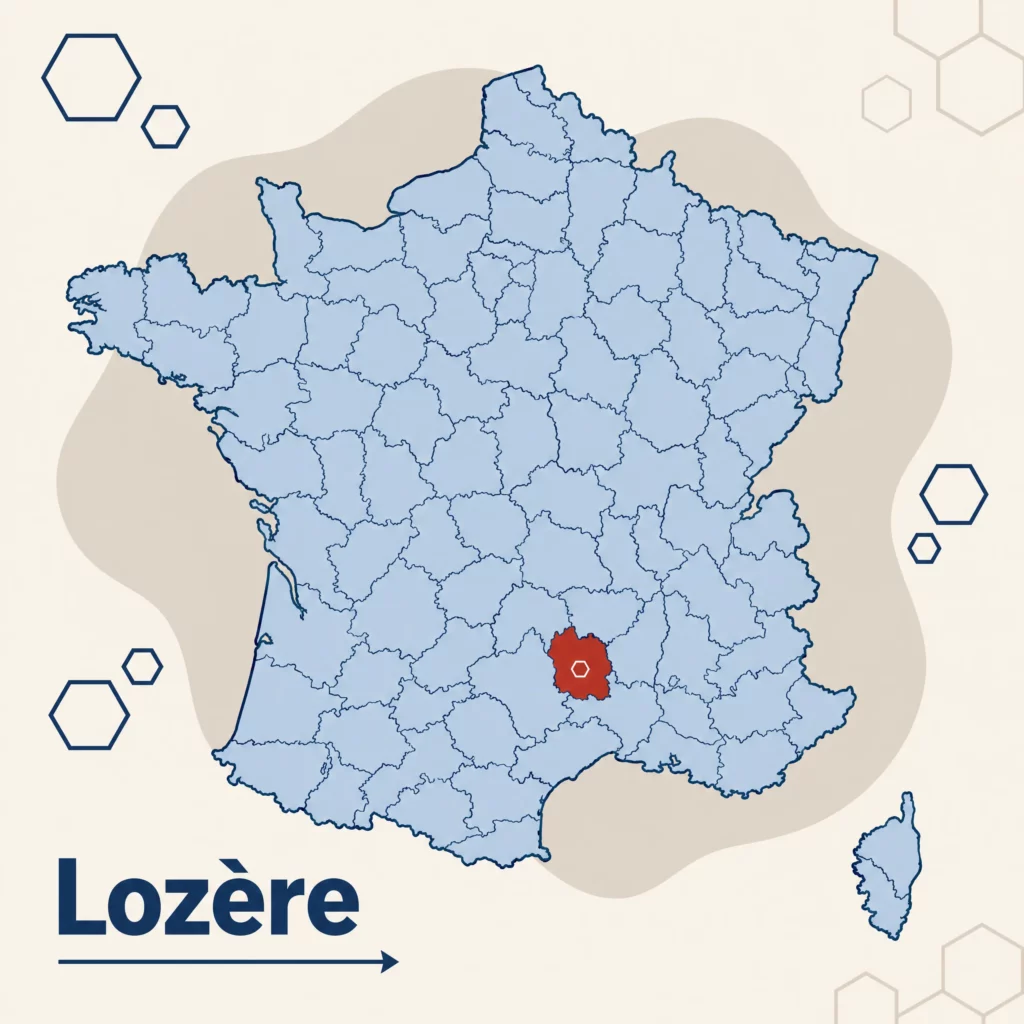 Carte de France localisant le département de la Lozère — DPO externe et accompagnement RGPD par SoQualy