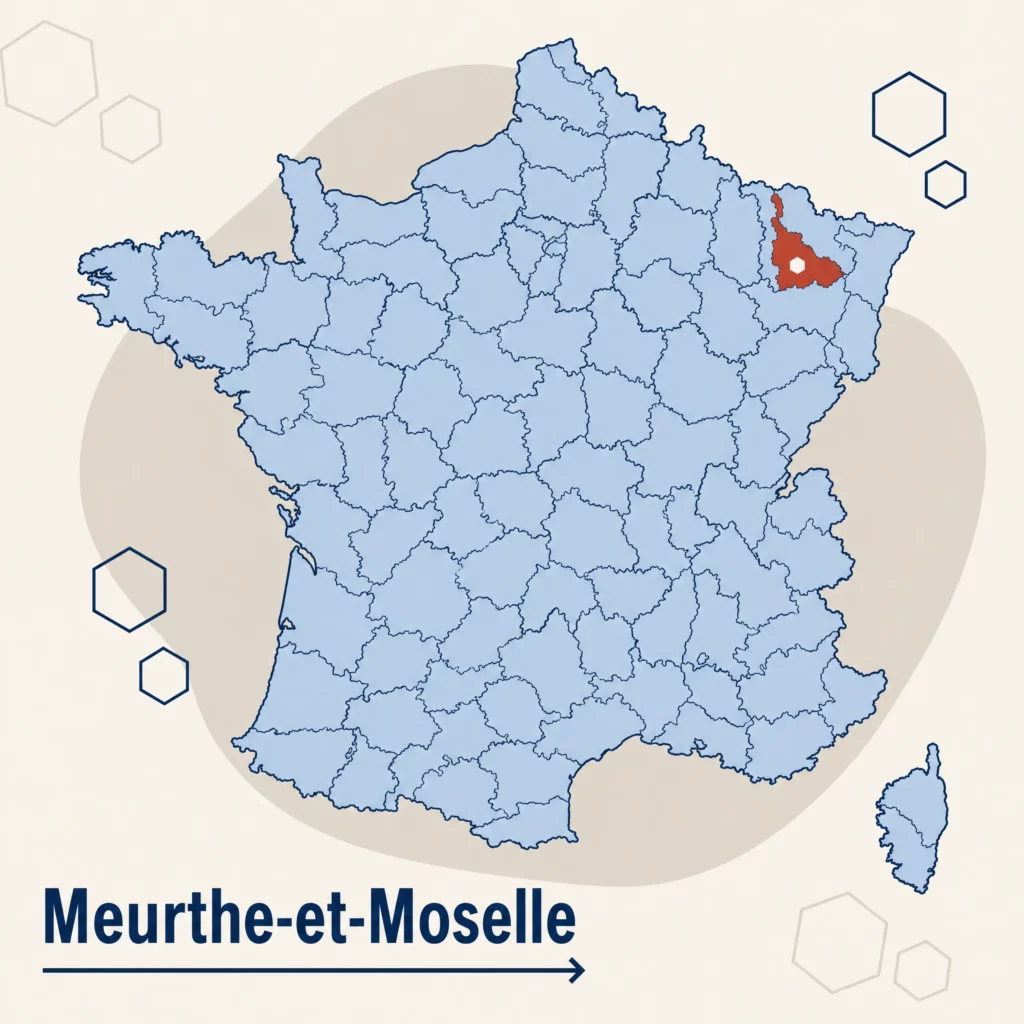 Carte de France localisant le département de Meurthe-et-Moselle — responsable qualité externalisé et accompagnement ISO 9001 par SoQualy