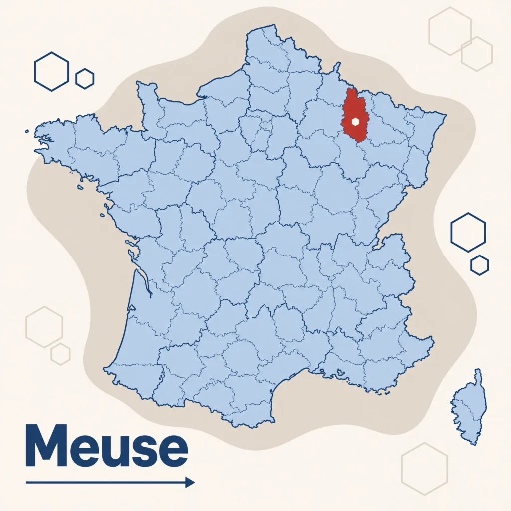 Carte de France localisant le département de la Meuse — responsable qualité externalisé et accompagnement ISO 9001 par SoQualy