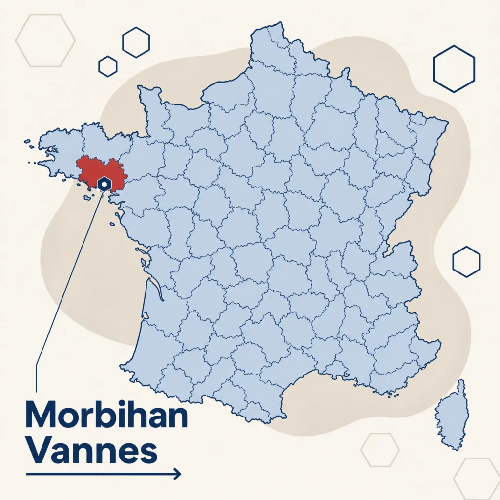 Carte de France localisant le département du Morbihan — zone d'intervention de SoQualy