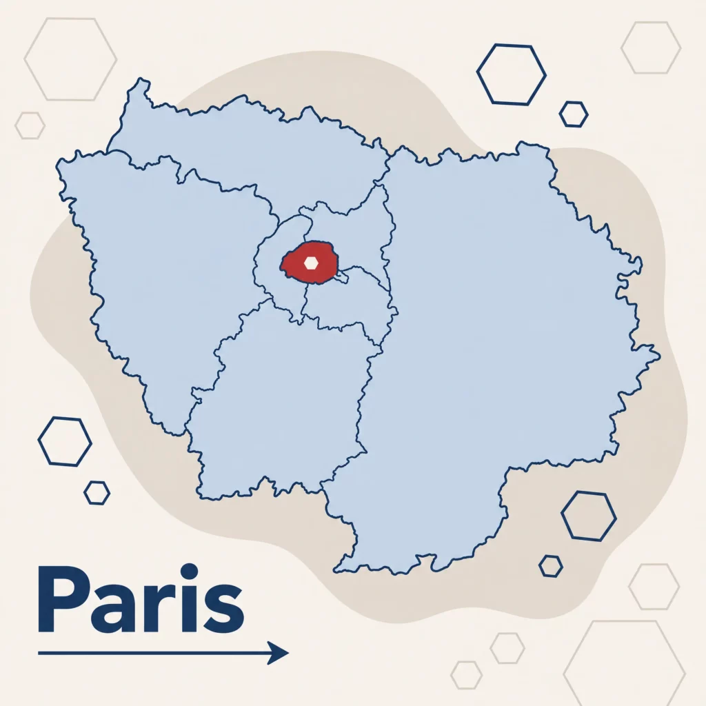 Carte de l'Île-de-France localisant Paris — DPO externe et accompagnement RGPD par SoQualy
