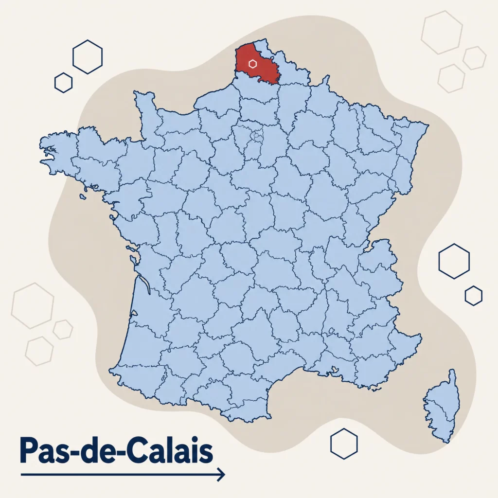Carte de France localisant le département du Pas-de-Calais — responsable qualité externalisé et accompagnement ISO 9001 par SoQualy