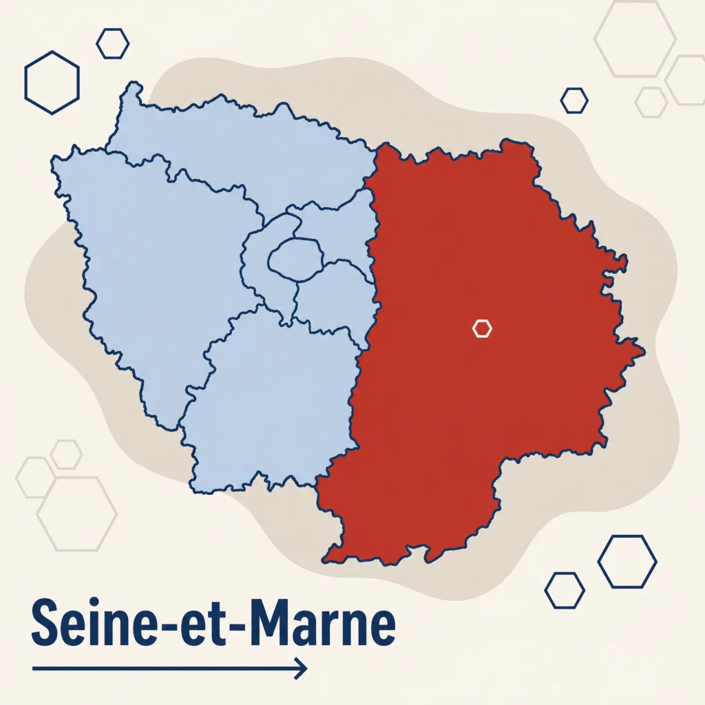 Carte de l'Île-de-France localisant le département de la Seine-et-Marne — DPO externe et accompagnement RGPD par SoQualy