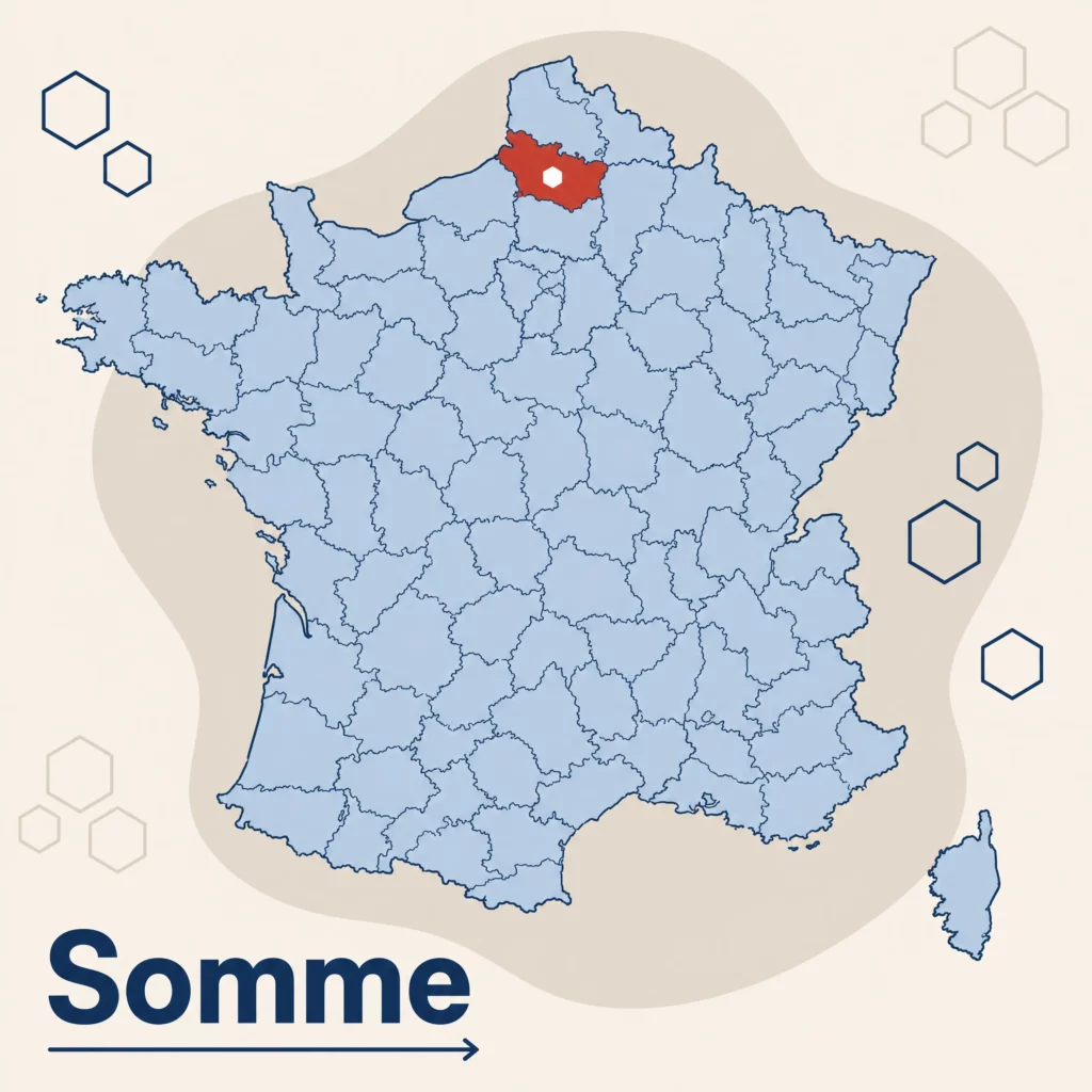 Carte de France localisant le département de la Somme — responsable qualité externalisé et accompagnement ISO 9001 par SoQualy