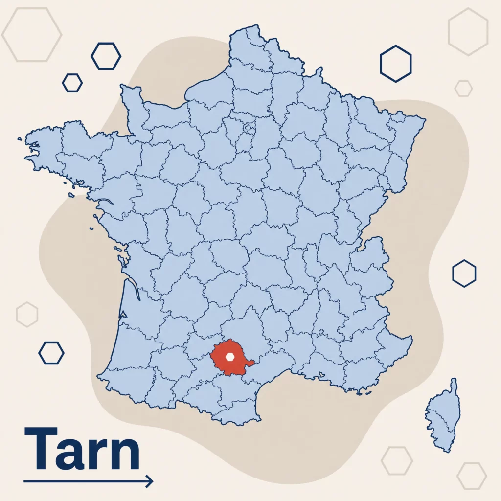 Carte de France localisant le département du Tarn — DPO externe et accompagnement RGPD par SoQualy