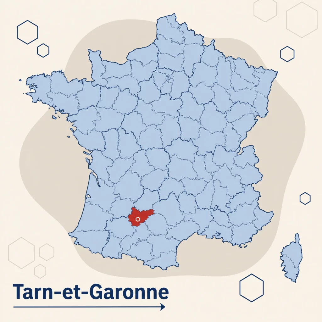 Carte de France localisant le département du Tarn-et-Garonne — DPO externe et accompagnement RGPD par SoQualy