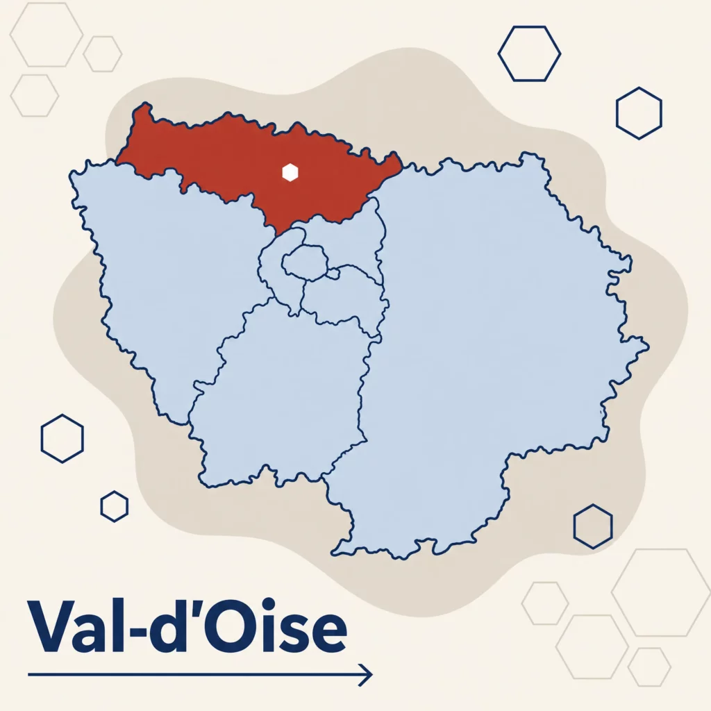 Carte de l'Île-de-France localisant le département du Val-d'Oise — DPO externe et accompagnement RGPD par SoQualy