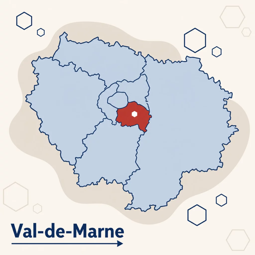 Carte de l'Île-de-France localisant le département du Val-de-Marne — DPO externe et accompagnement RGPD par SoQualy