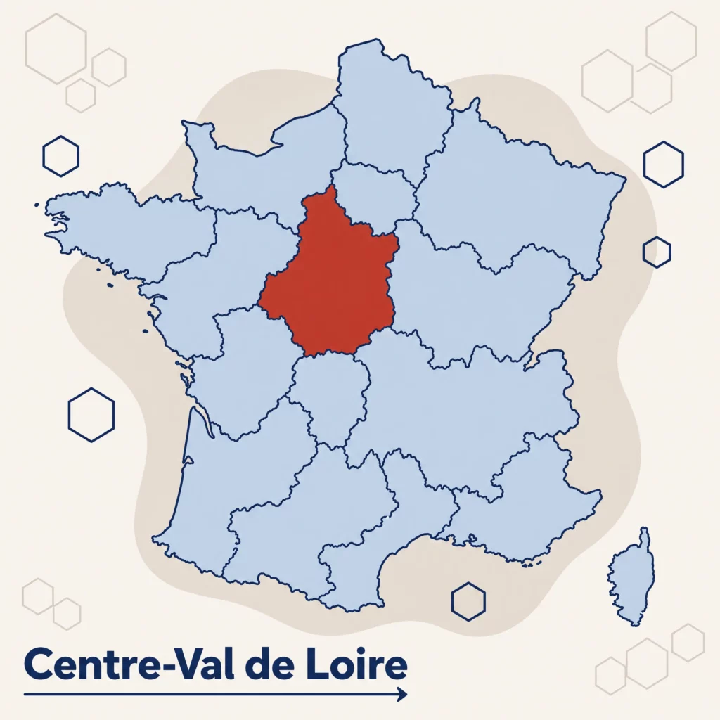 Carte localisant la région Centre-Val de Loire — DPO externe et accompagnement RGPD par SoQualy