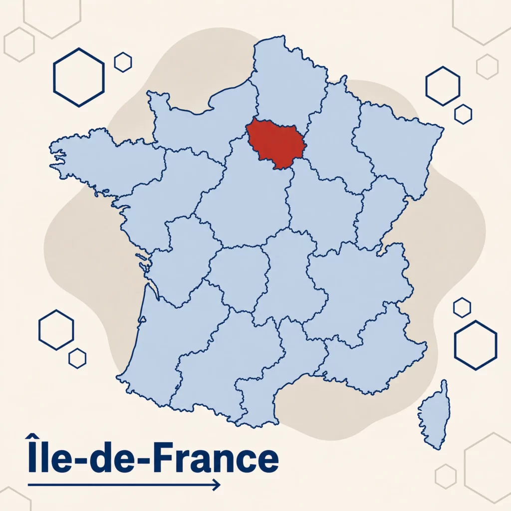 Carte de France localisant la région Île-de-France — DPO externe et accompagnement RGPD par SoQualy