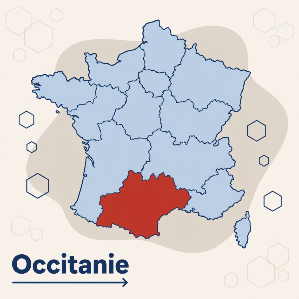 Carte de France localisant la région Occitanie — DPO externe et accompagnement RGPD par SoQualy